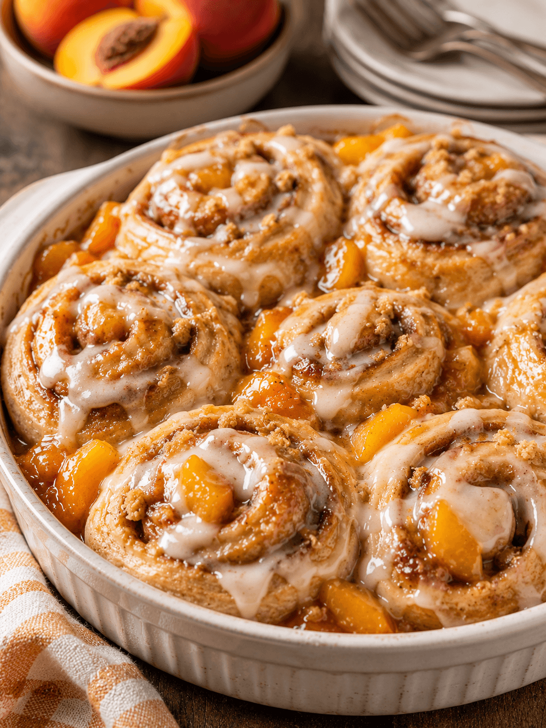Peach Cobbler Cinnamon Rolls